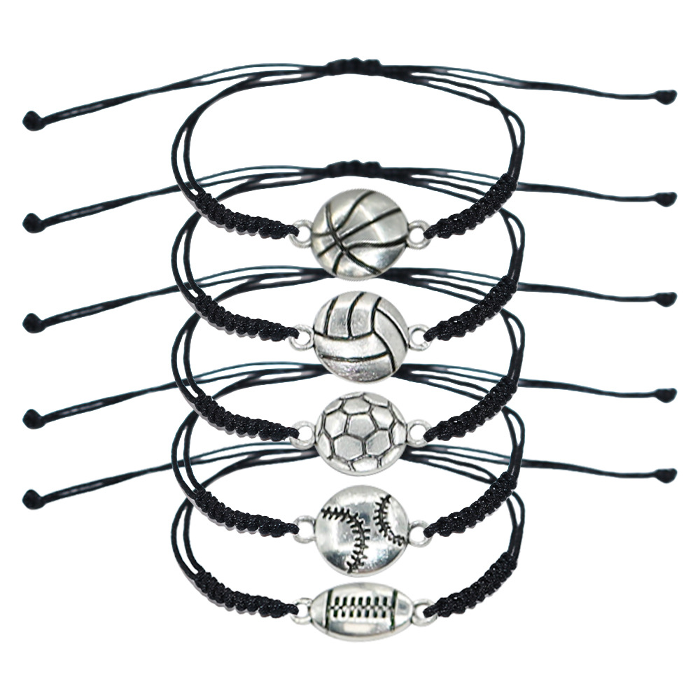 Cross-border Explosions Basketball Football Volleyball Baseball Football Hand-woven Adjustable Handrope All-match Couple Bracelet