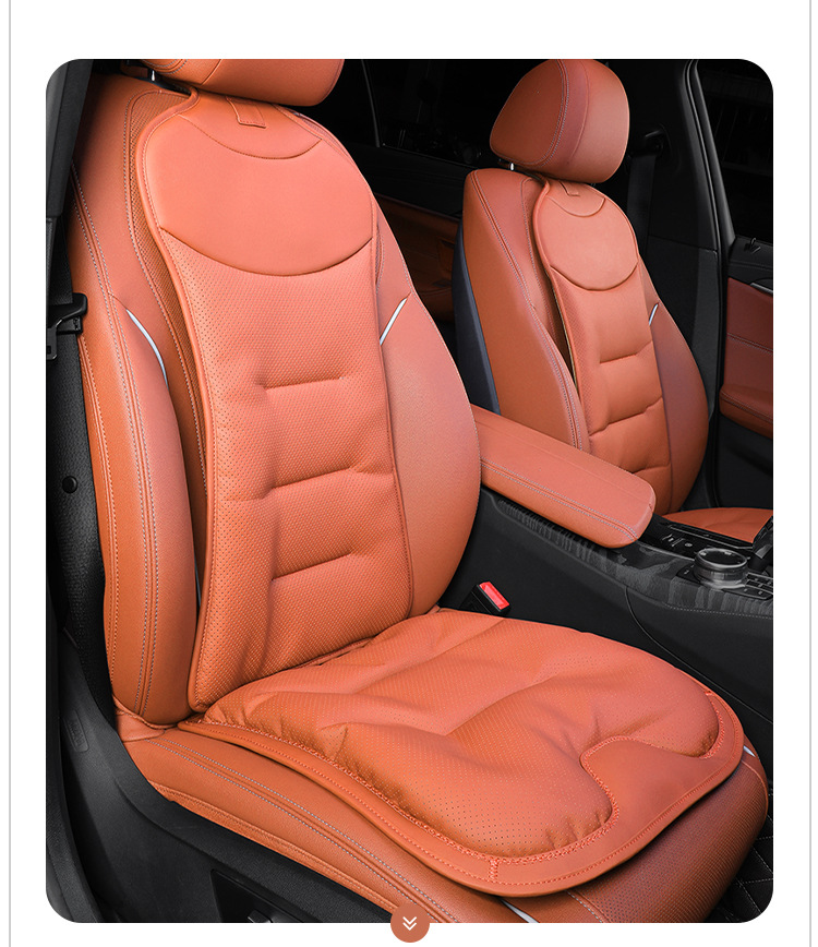 Napa Leather Car Seat Cushion, Summer Breathable Seat Cushion, Suitable for Mercedes-Benz, Bmw, Audi, Volkswagen, All-Season Seat Back Cushion
