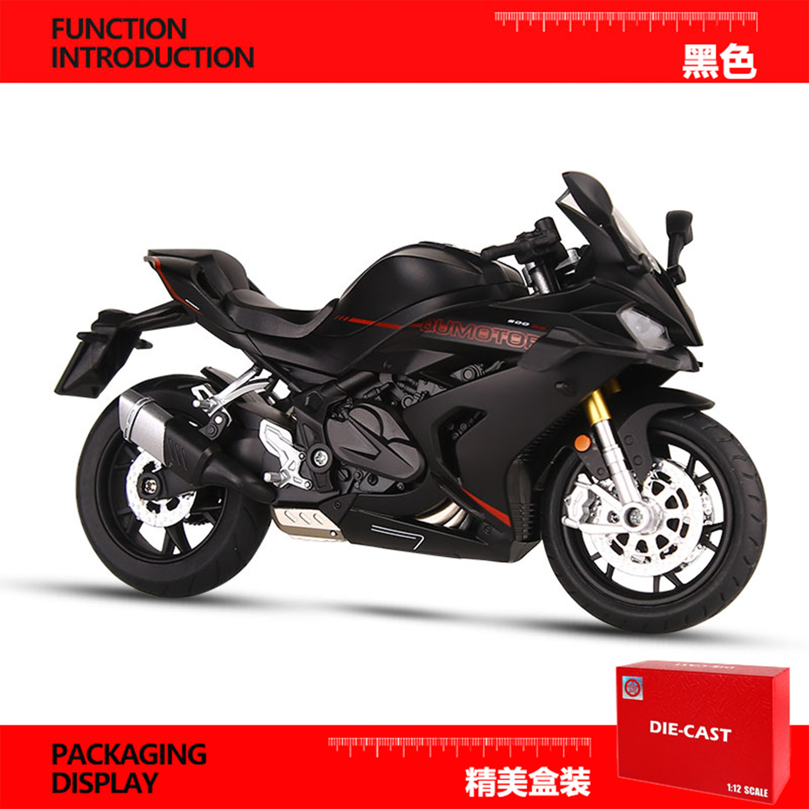 Modelo de motocicleta Chuanqi 1:12, modelo de motocicleta Ducati de aleación, juguete infantil de funcionamiento suave con sonido