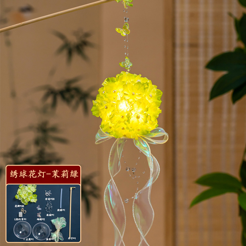 儿童汉服宫灯摆摊花灯手提diy材料包灯笼古风玉兔发光中秋节兔子|undefined