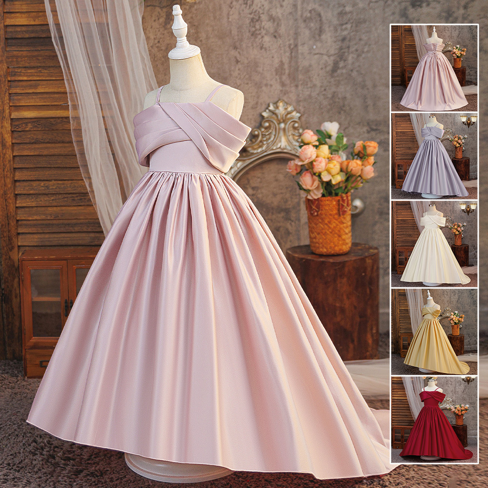 (Cross-border trading), elegant children's evening dress, long skirt, open shoulders 4