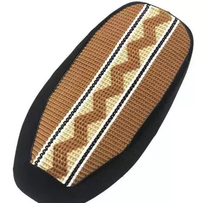 Anti-Slip Ice Silk Seat Cover, Electric car cushion - warm-home-brown-wavesretro-versatile-small-size50cm-55cm