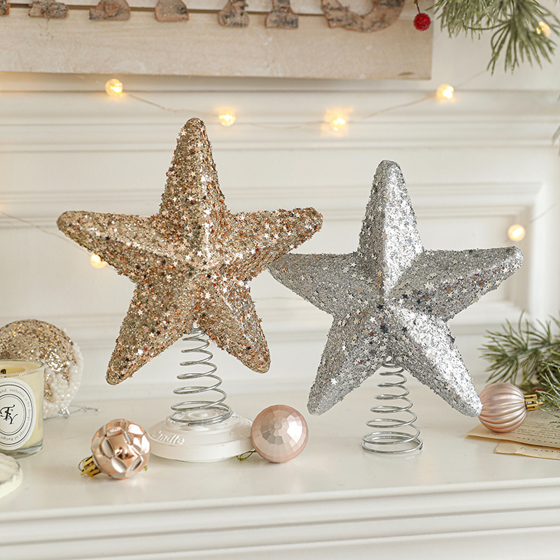 Nuevo polvo adhesivo transfronterizo árbol de Navidad estrella estrella explosiva decoración de decoración de la escena de Navidad en stock