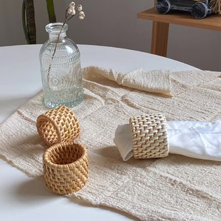 Factory Direct Supply Rattan Straw Napkin Rings, Straw Woven Rings, Western Restaurant Napkin Holders, Woven Straw Napkin Rings Wholesale