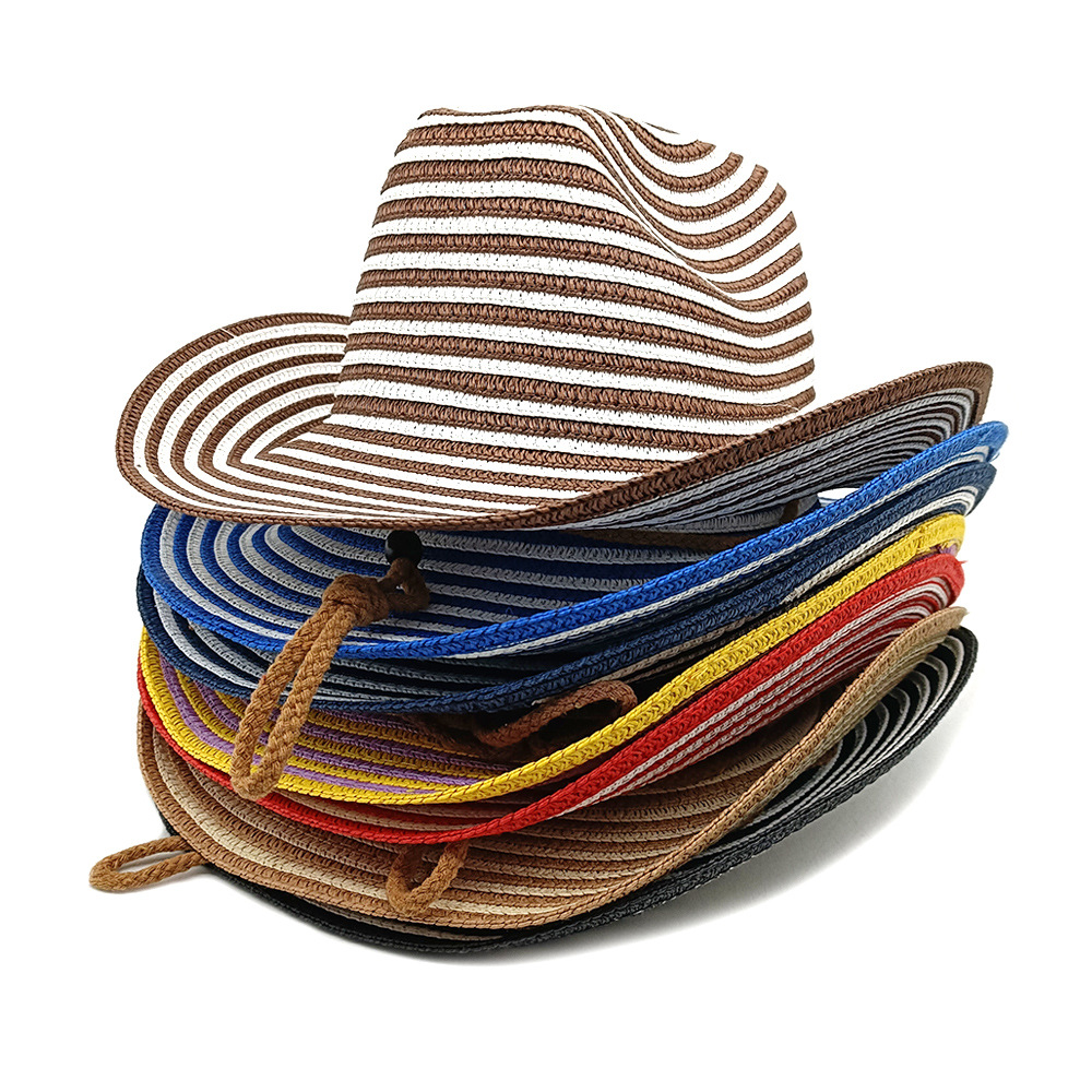 700g Weight Straw Hat Hats Type Daily Occasion Straw Material Stripe Pattern Summer Season Unisex Gender Vintage Style, Vacation Style Crimping Rim Unisex Vintage Style Vacation Stripe Crimping Straw Hat 1