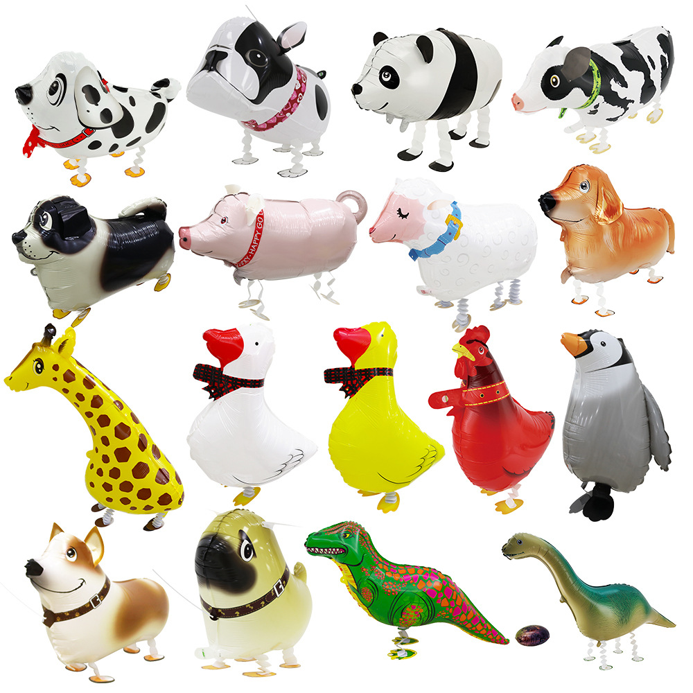 跨境走路寵物光膜氣球異形卡通動物走地氣球兒童生日卡通寵物氣球