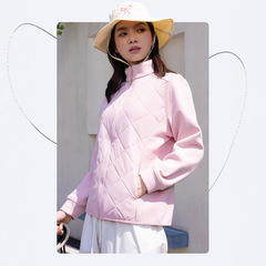 情侣款运动轻薄立领菱格羽绒服女2025秋冬针织拼接保暖上衣男内胆