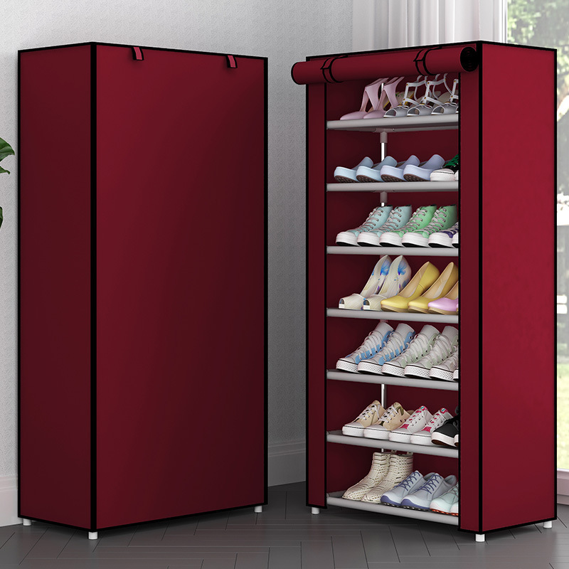 Nuevo zapatero de color sólido con persiana enrollable, zapatero grueso no tejido de gran capacidad, armario de zapatos simple de almacenamiento multicapa a prueba de polvo