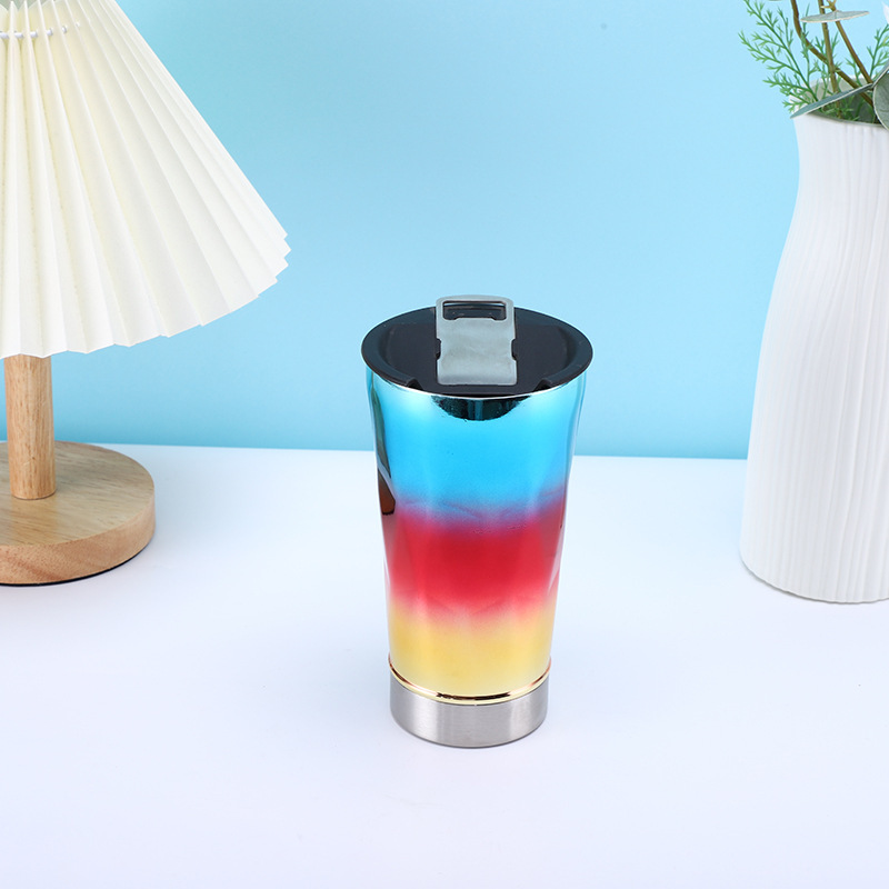 Suministro directo de fábrica abridor de botellas en forma especial taza de cerveza 304 vacío de acero inoxidable taza de vacío gradiente de color taza de helado al por mayor