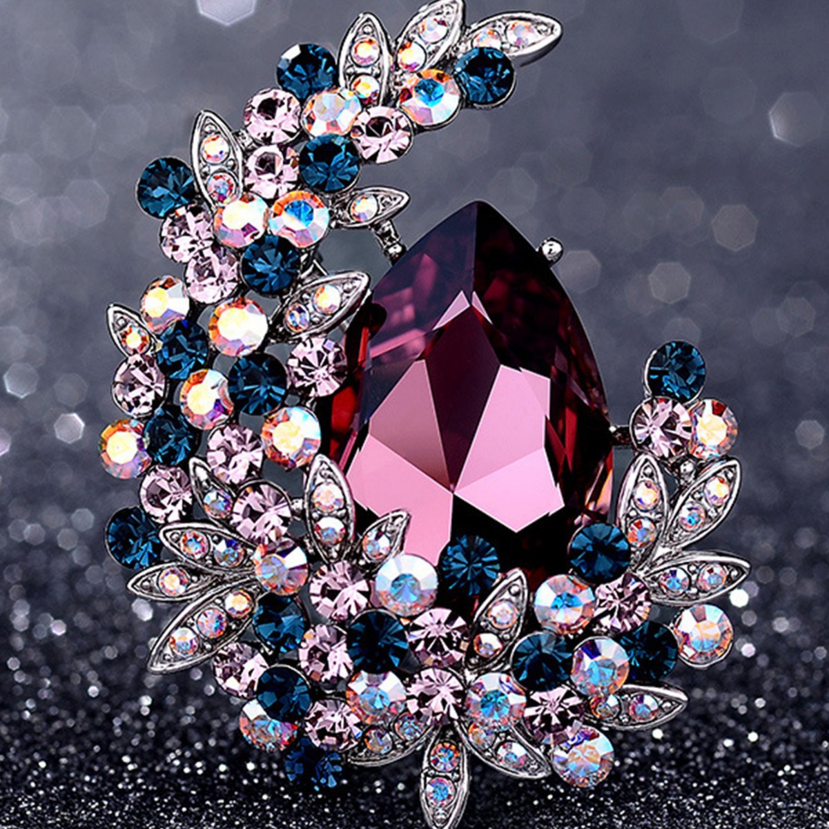 Europeo y americano transfronterizo broche de lujo de cristal pecho exquisito abrigo de moda traje accesorios ropa de mujer chal hebilla PIN image 3
