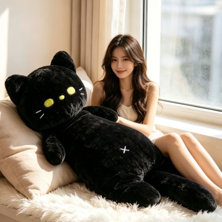 Cross-border cute long cat pillow plush toy doll, a magical item for hugging between legs in bed, cat doll, cross-border wholesale