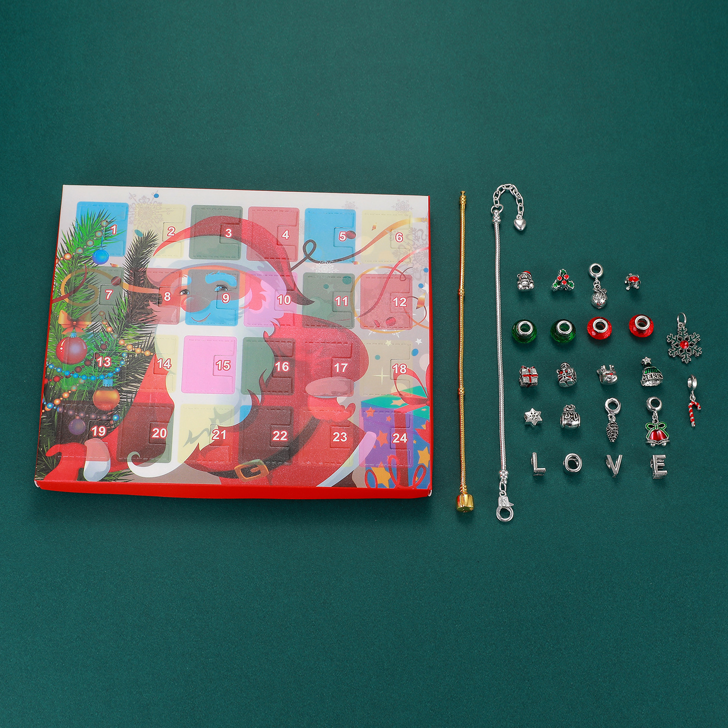 Christmas jewelry calendar gift box set diy beaded blind box Christmas love bracelet gift_voghion.com