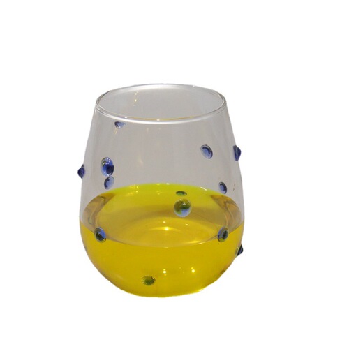 Creative blue irregular dot glass design cup, special water cup, tactile wave dot milk cup juice cup