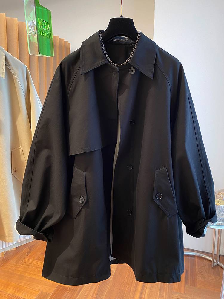 ng2510292 Spring New High-end Mid-length Long-sleeve Trench Coat Women's Loose Casual Korean-style Stylish Workwear Cardigan_ecoleips.com