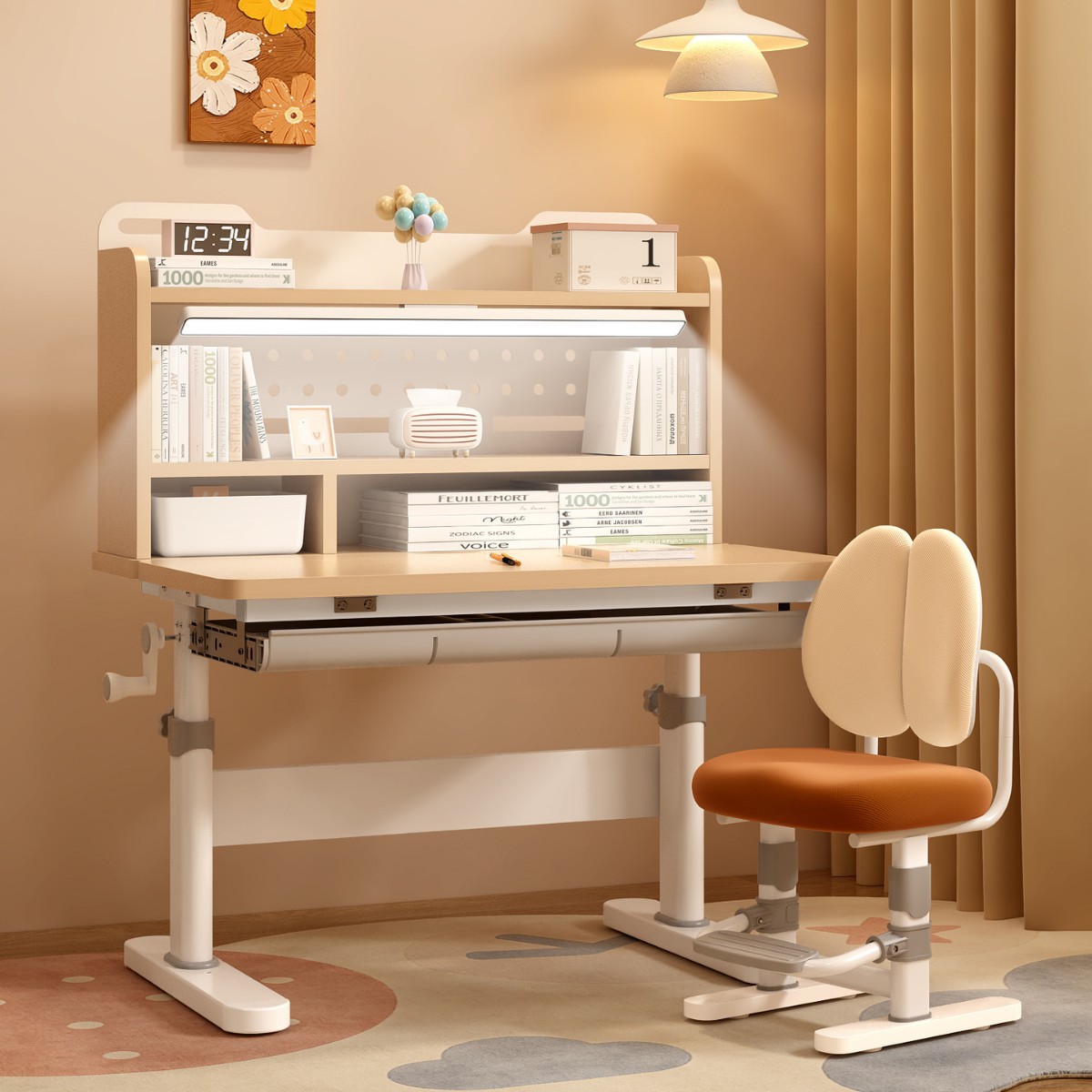 254 youthful wood color + table lamp (a set of tables and chairs)