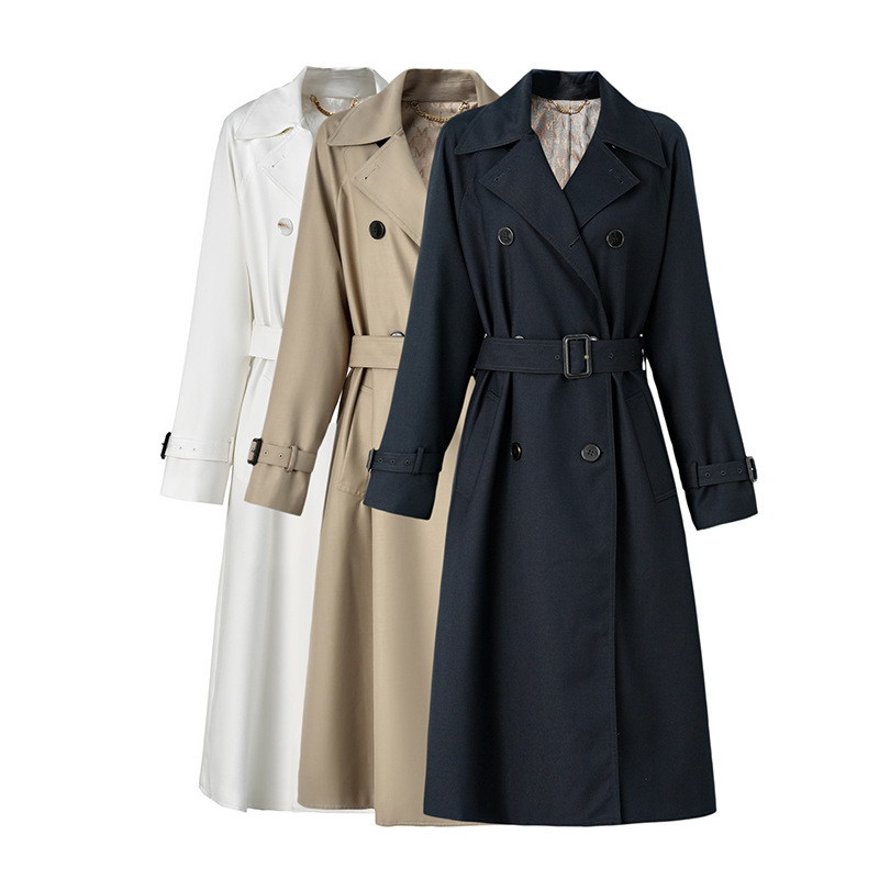 In Stock - Casual European Style Trench Coat for Women, 2025 Spring New Mid-Length Fashion Versatile Belted Trench Coat, British Style