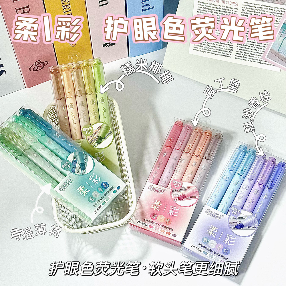 Dos cabezas de protección de ojos de color de resaltador conjunto de estudiantes de alto valor visual de doble cabeza marcador de cabeza suave bolígrafo de mano al por mayor