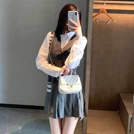 TB女士春秋季新款马甲开衫休闲百搭经典四杠V领棉背心开衫