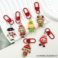 漫画クリスマスラブ布キーホルダー赤い鐘学生スクールバッグペンダント雪だるまヘラジカクリスマスツリーペンダント