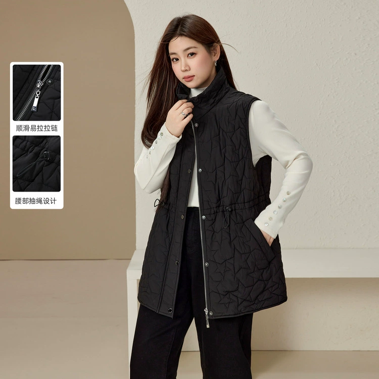 [Звездная текстура, тонкая талия, тонкая жилет] Длинные красивые женские дикие хлопчатобумажные костюмы толстый mm2024 зимний новый