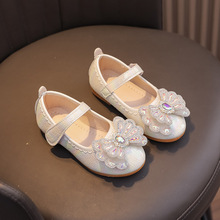 儿童单鞋尖头新款蝴蝶结女童公主鞋小童皮鞋小中大童鞋21-36