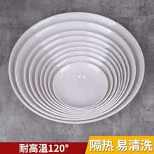 D8T7密胺仿瓷餐具塑料圆形盘火锅店菜盘自助餐白色盖浇饭盘子骨碟