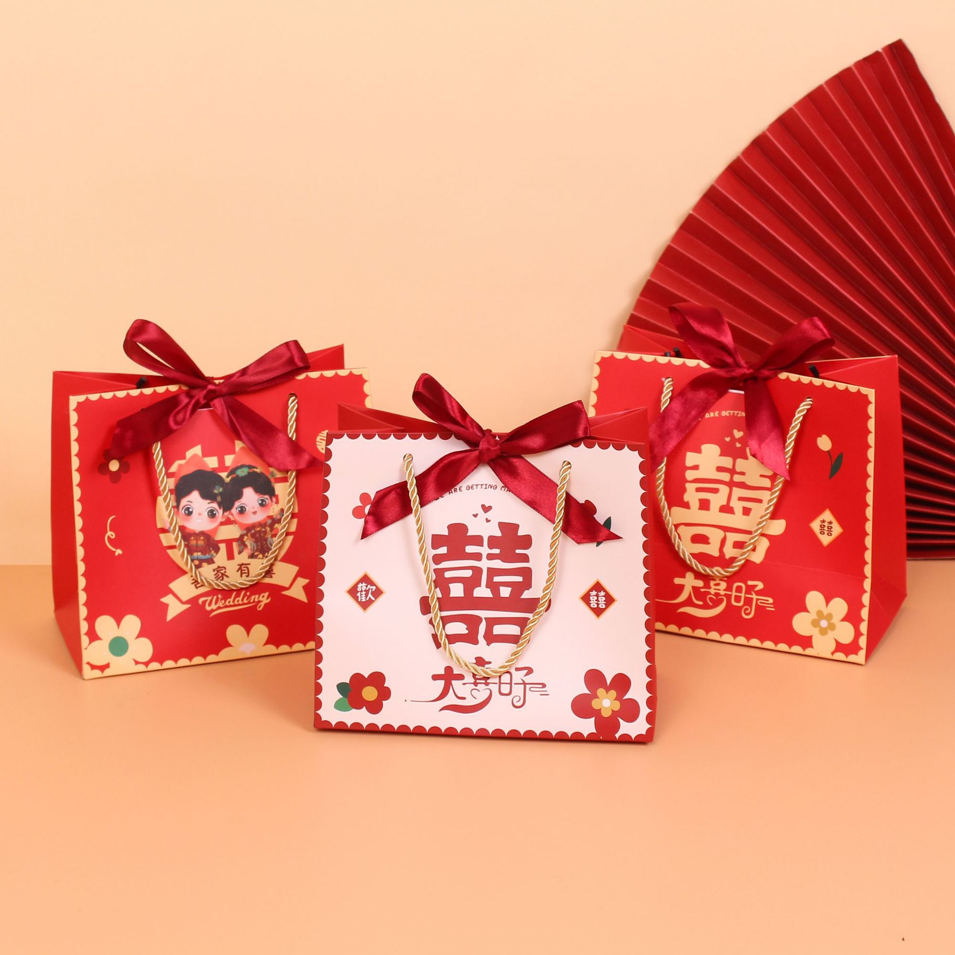 结婚喜糖伴手礼袋古典中式婚礼大喜的日子婚庆袋子复古糖果袋礼品