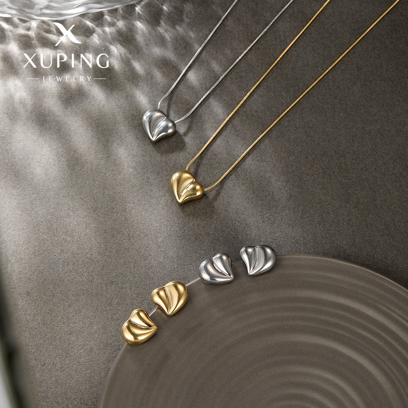 Xuping Jewelry Clásico Moda Simple Estilo europeo y americano Diseño de nicho Sense Collar de acero inoxidable Pendientes Juego de joyería