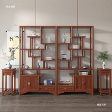 实木博古架办公室家用落地置物茶叶架酒柜客厅隔断中式多宝阁儿童
