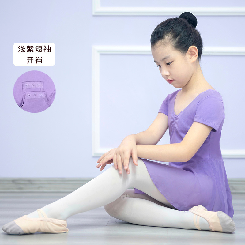 Traje de práctica de danza para niñas, traje de examen de danza china de otoño de manga larga, vestido de ballet, leotardo de una pieza de manga corta para niñas.