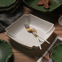 日式创意异型不规则四方深盘复古风家用特色菜盘民宿酒店商用汤盘