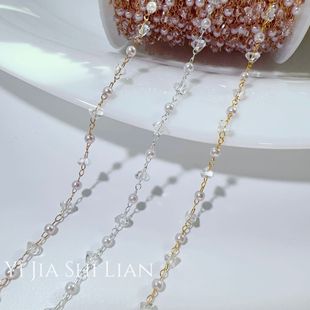 DIY Accessories Pure Copper Color-retaining Triangle Crystal Highlight Pearl Chain Antique Tassel Performance Clothing Accessories
