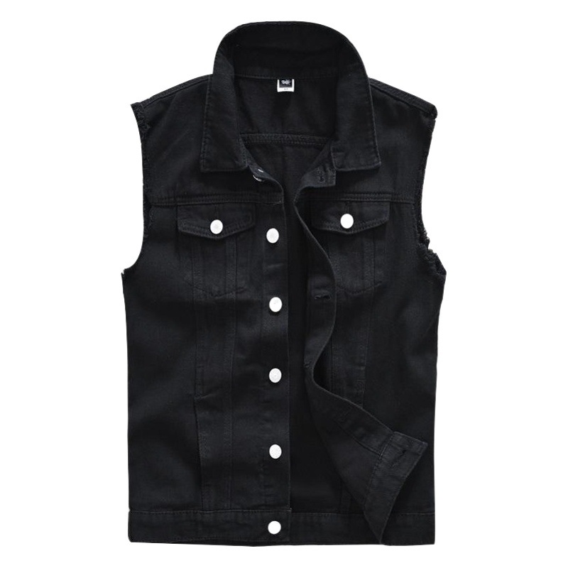 Trendy Men's Spring, Summer and Autumn Denim Vest Black Trendy Brand Cool Men's Casual Vest Youth Vest