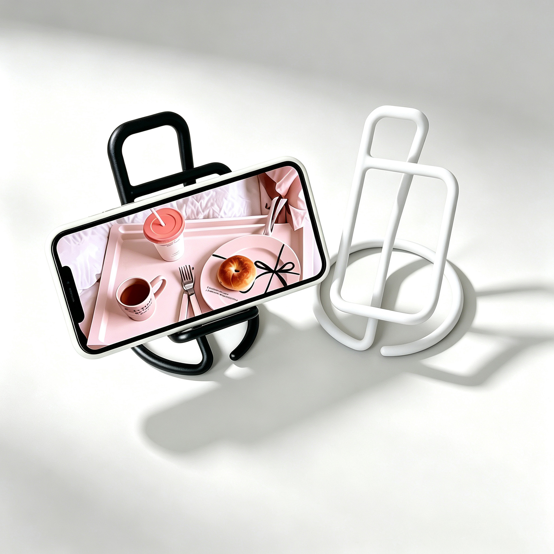 Metallic round wire one-piece mobile phone stand, non-slip, creative iron art, portable tabletop shelf