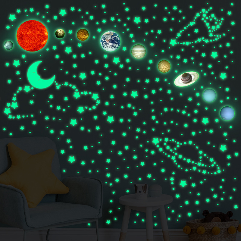 Amazon luminous blue light solar system stars moon creative starry sky decoration room beautification bedroom living room wholesale