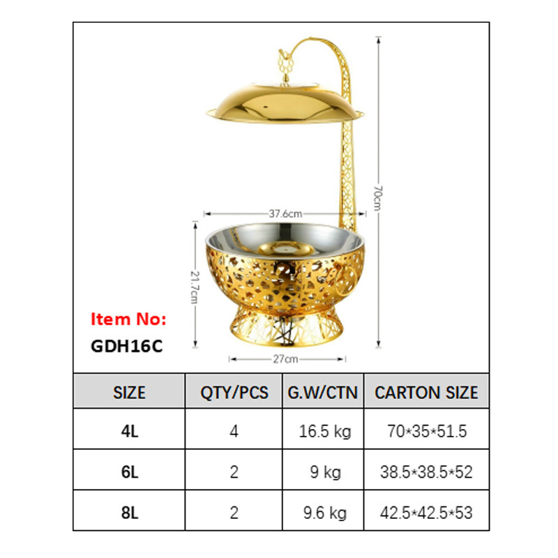 新款轻奢白色自助餐炉8L不锈钢吊炉户外聚餐酒精炉Chafing Dish|undefined