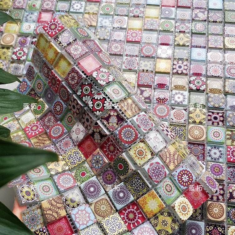 简约水晶玻璃喷墨3D打印瓷砖卫生间厨房背景墙拼图拼花复古马赛克