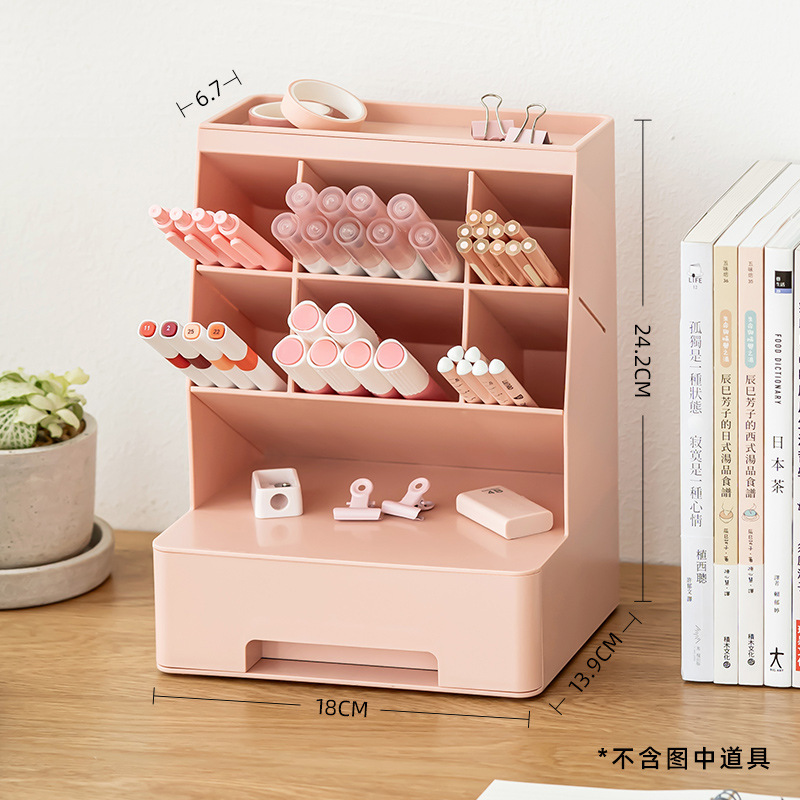 Insertar oblicuo titular de la pluma gran capacidad cajón caja almacenamiento estudiante Oficina escritorio moda creativa niños lindos Al Por Mayor