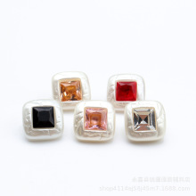 彩钻塑料珠光纽扣雪纺衬衫开衫毛衣连衣裙方形小香风金属脚钮扣
