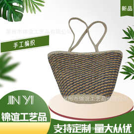 高级感复古托特包夏季百搭大容量手提包海边单肩手工草编织包包
