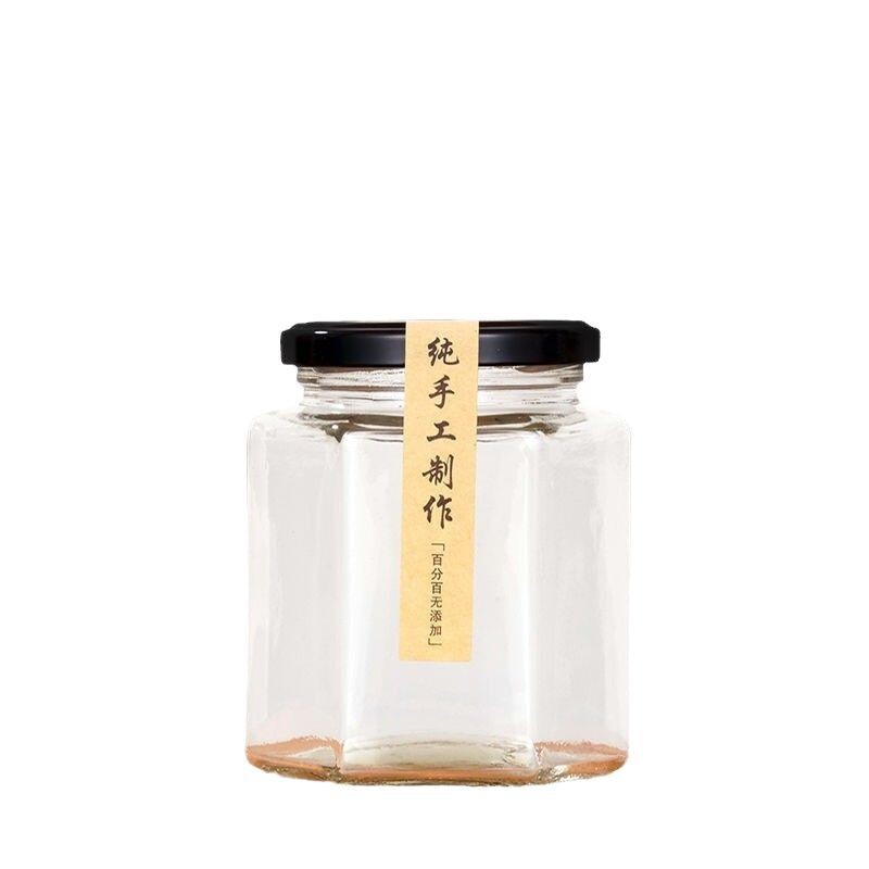 玻璃瓶食品级密封罐六棱带盖柠檬秋梨膏蜂蜜辣椒酱空瓶子小六批发|undefined