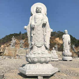 4米石雕地藏王佛像 白麻石大愿望菩萨带底座 提供图片加工可安装
