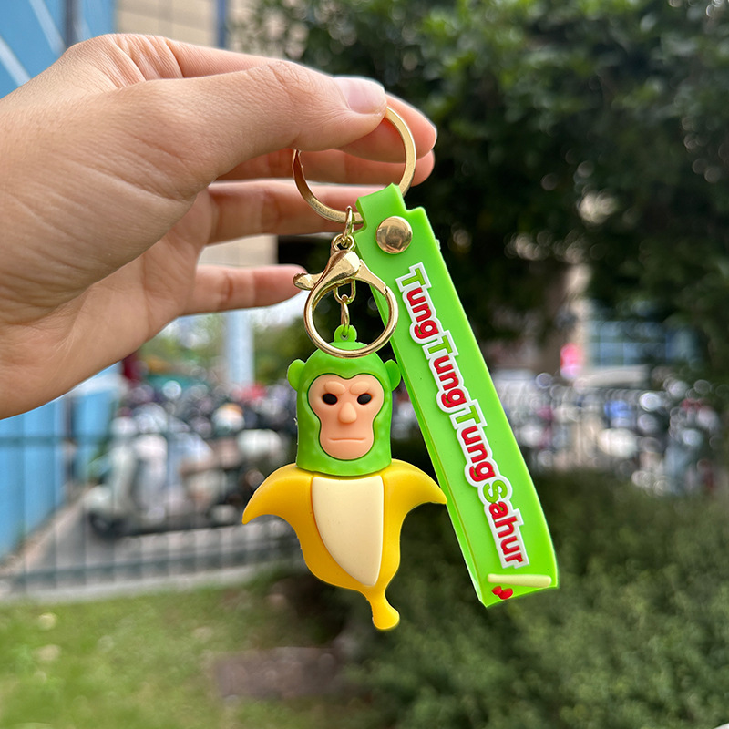 Douyin ホットエッセンス外国山と海の経典 PVC キーホルダーペンダント抽象面白い木の棒人間の大きな足の木人形キー|undefined