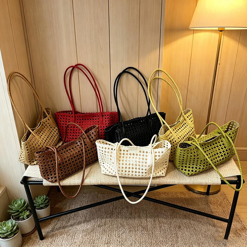 High-End 2026 New Style Holiday Basket Bag, Fashionable Hollow-Out Single Shoulder Underarm Tote Bag, Handbag