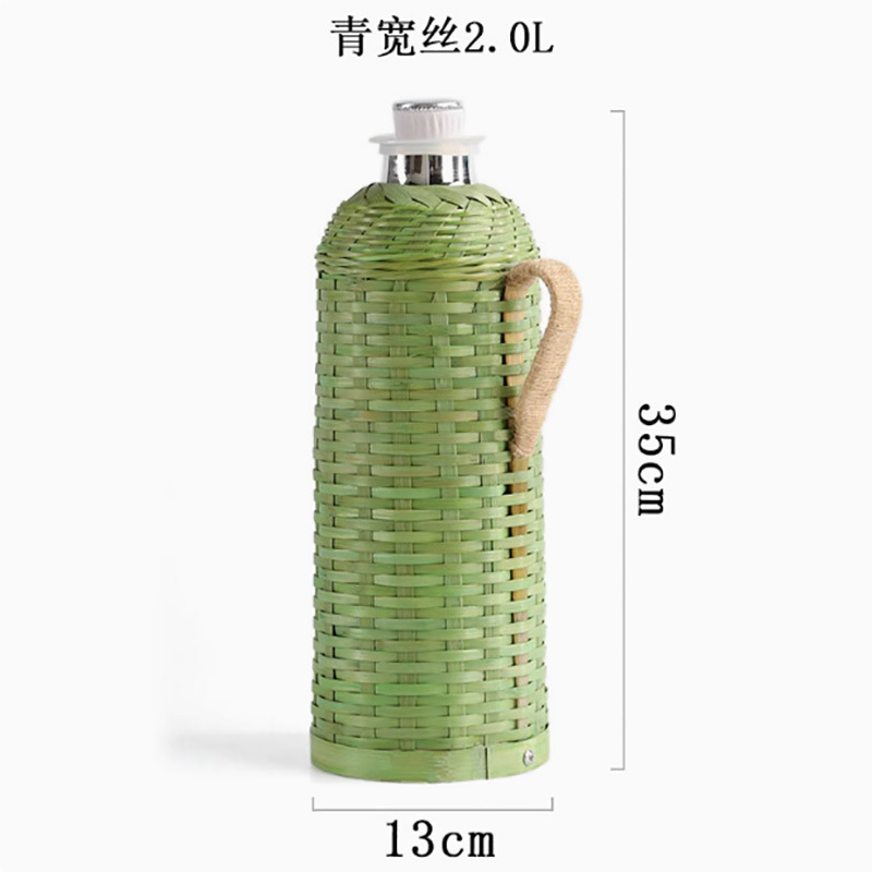 竹編み湯沸かし器家庭用手作り伝統紫竹編み花中国式レトロ茶室レストラン大容量保温ポット|undefined