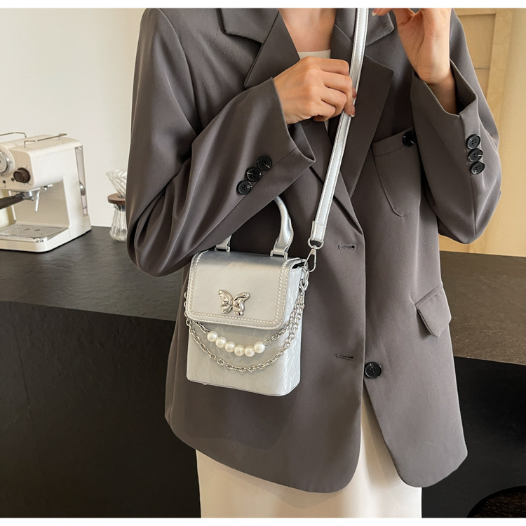 Niche Handheld Box 2024 New Color Contrasting Crossbody Fashion Butterfly Commuter Phone Shoulder Bag_voghion.com