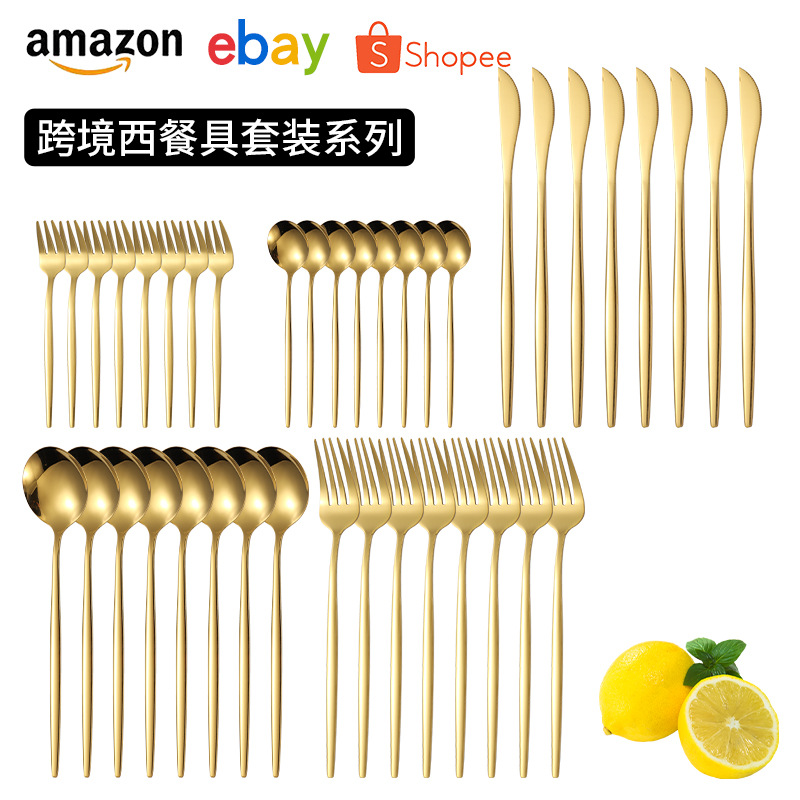 Cuchilleras de acero inoxidable de Portugal 40 piezas de cuchillos y tenedores 60 piezas de cuchillos y tenedores de té de carne de carne de comida occidental