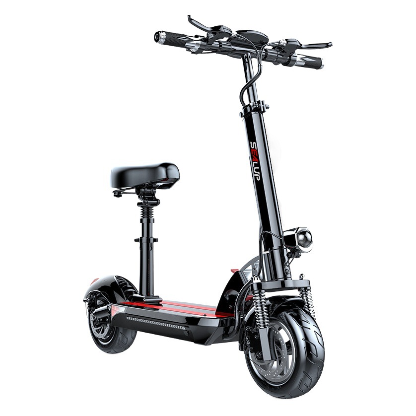 Scooter eléctrico Xilop para adultos, vehículo eléctrico plegable de 10 pulgadas con llantas de aleación de aluminio, batería y dos ruedas motrices.