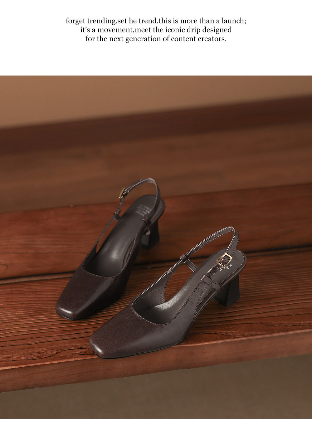 Sandal nữ cao gót 6,5 cm mũi hở quai khóa da bò — màu nâu chi tiết 24