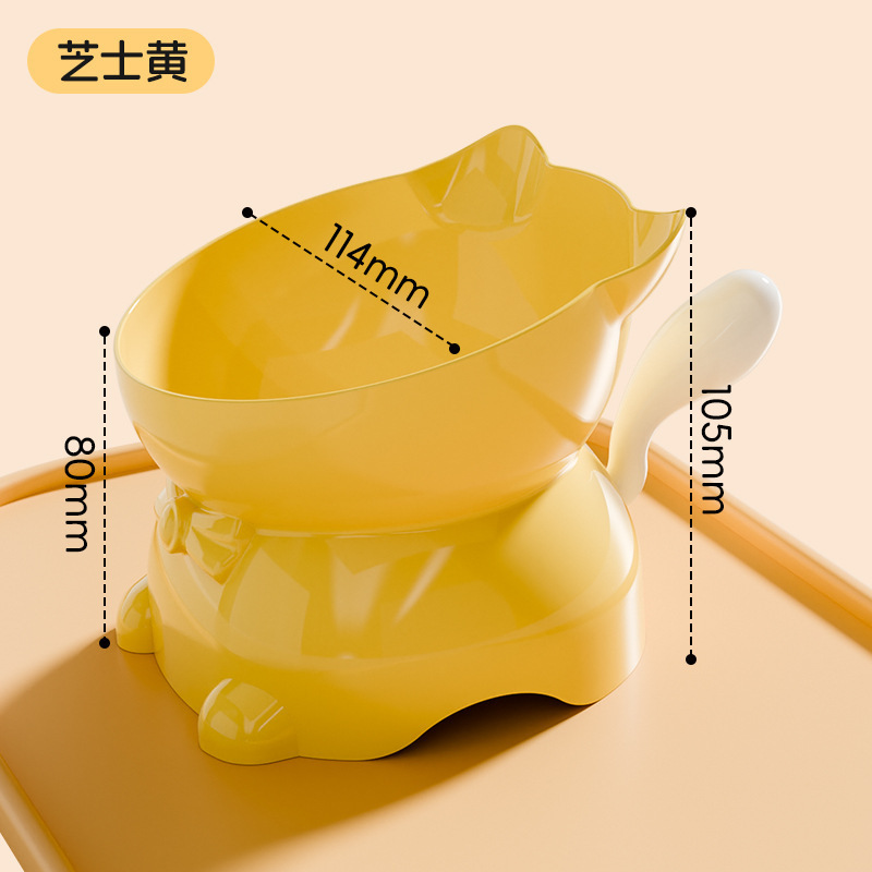 花螗季猫碗陶瓷猫食盆高脚猫咪饭碗水碗防打翻斜口猫碗不锈钢猫碗|undefined